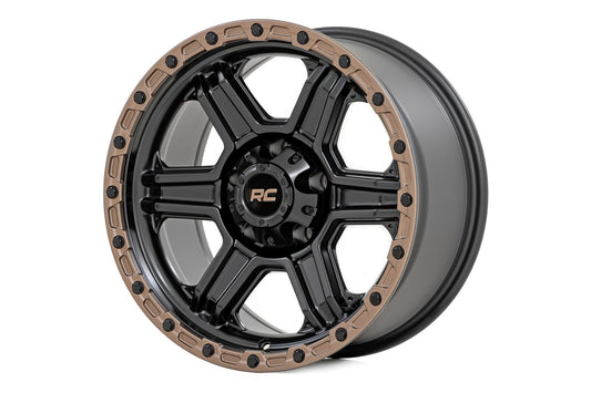 Rough Country 79 Series Wheel | One-Piece | Semi Gloss Black w/Bronze Ring | 17x8.5 | 5x4.5 | 0mm