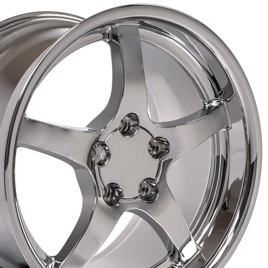 18" Replica CV05 fits Chevrolet Corvette C5 18x10.5 Deep Dish Chrome