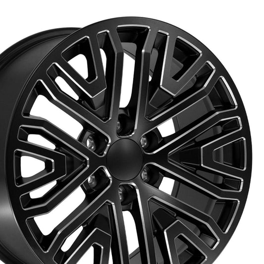 20" Replica CV37 fits GMC Sierra 1500 20x9 Black with Milled Edge