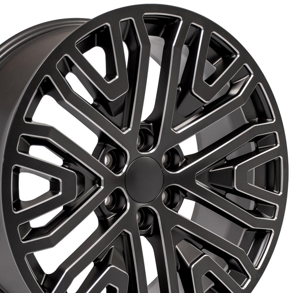 22" Replica CV37 fits GMC Sierra 22x9 Black Milled