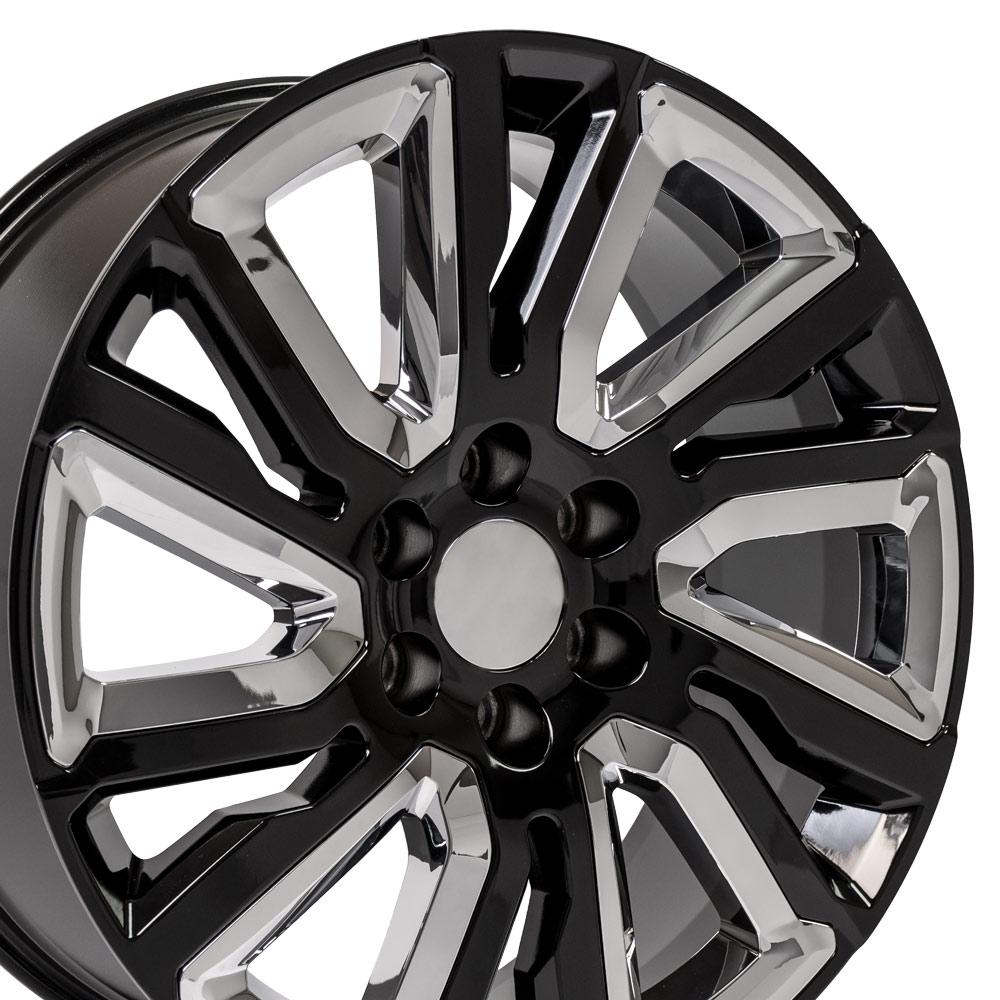 22" Replica CV39 fits GMC Sierra 22x9 Black and Chrome