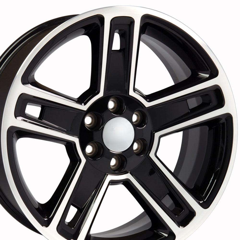 22" Replica CV74B fits Chevrolet Silverado 22x9 Black Mach'd