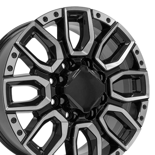 20" Replica CV97A fits GMC Sierra 2500/3500 20x8.5 Black with Milled Edge