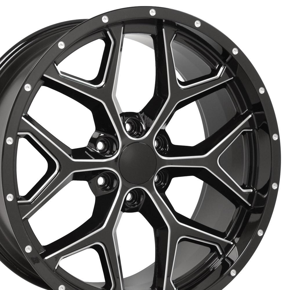 22" Replica CV98 fits Chevy Silverado 22x9.5 Black Milled