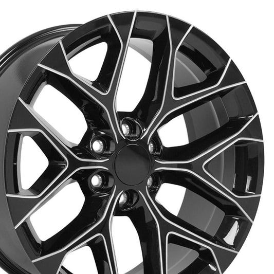 22" Replica CV98B fits Chevy Silverado 22x9 Black with Milled Edge