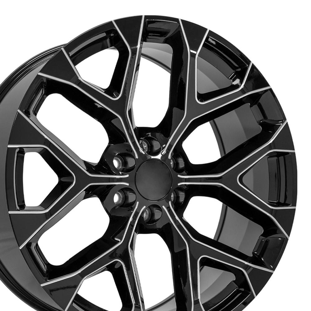 24" Replica CV98B fits Chevy Silverado 24x10 Black with Milled Edge