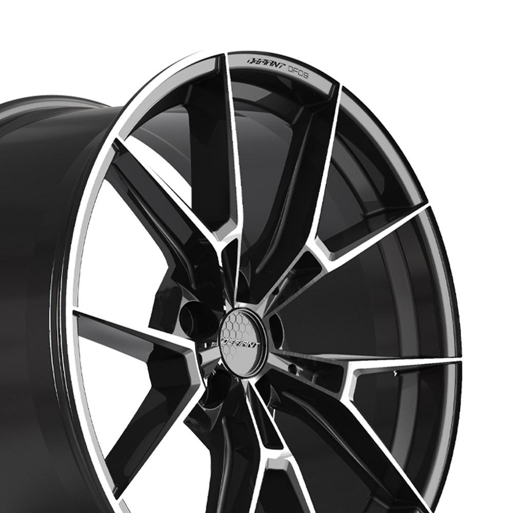 DEFIANT DF09 20x9 5x112mm +40et in Black Machined w/ Tinted Clear