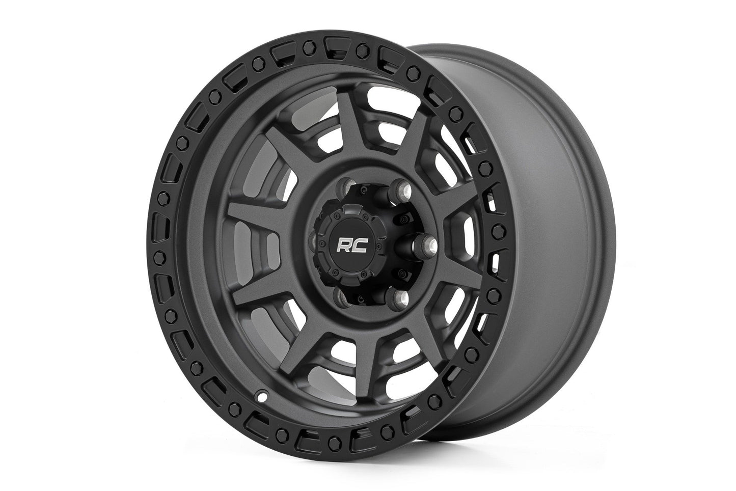 Rough Country 85 Series Wheel | Simulated Beadlock | Gunmetal Gray/Black | 17x9 | 6x135 | -12mm